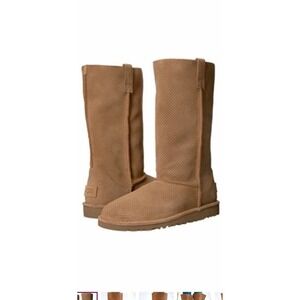 UGG Classic Tall Perforated Suede Boots Womens Size 9 Chestnut Summer
